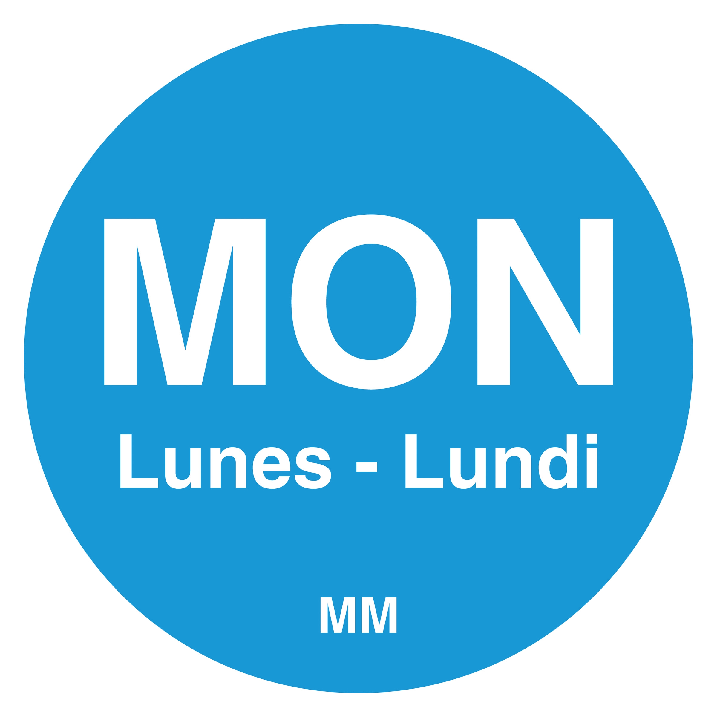Daymark Circle Blue Day Of The Week Food Label, 0.75 inch -- 24000 per case
