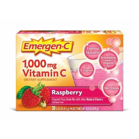 Emergen-C Vitamin C Raspberry Dietary Supplement - 30 count per pack -- 12 packs per case