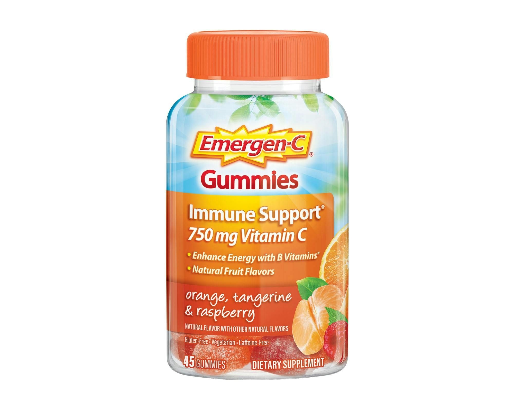 Emergen-C Core Orange Tangerine and Raspberry Immune Support Gummies, 45 count -- 12 per case