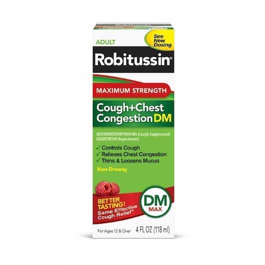 Robitussin DM Max Cough Plus Chest Congestion Syrup, 4 Fluid Ounce -- 24 per case