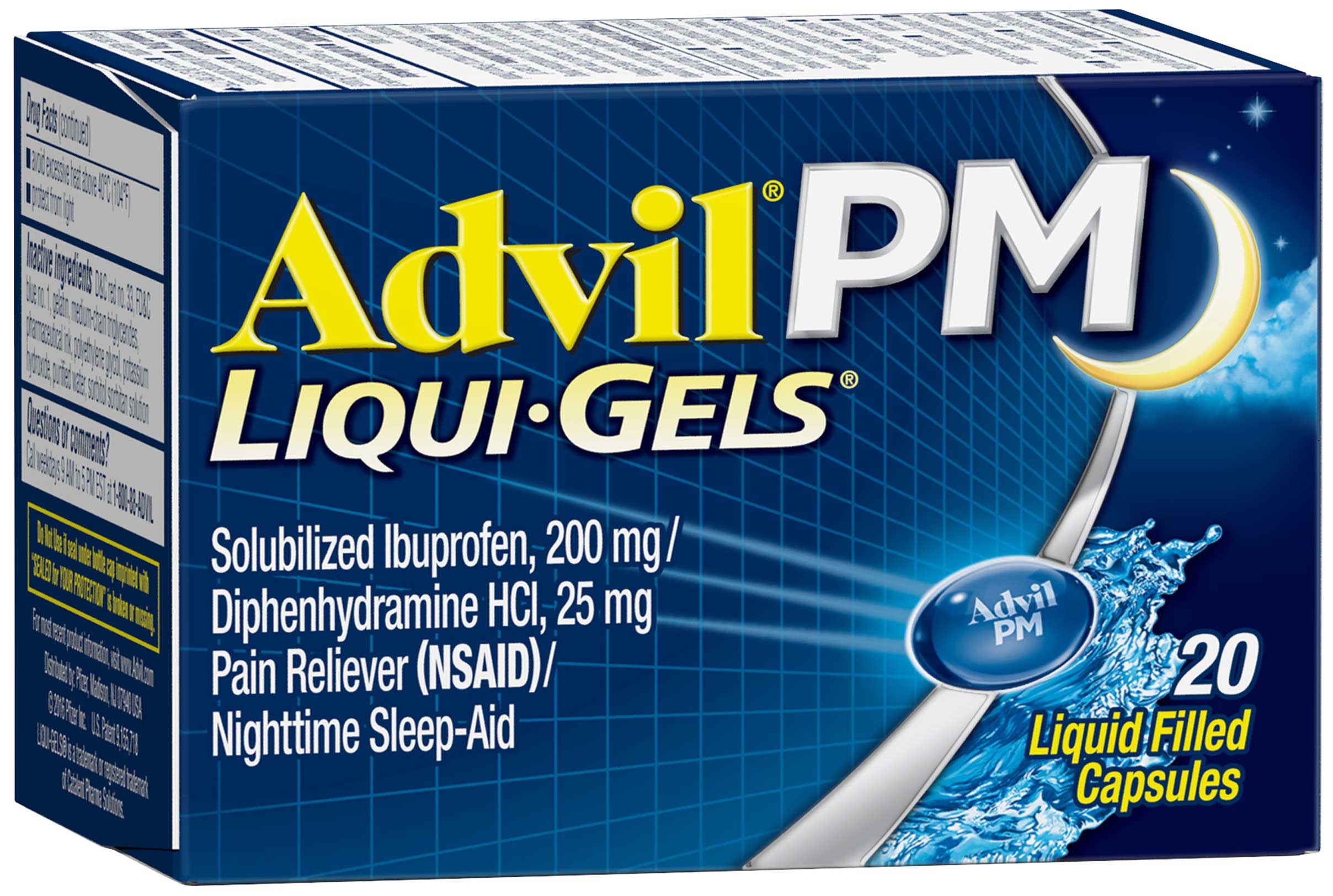 Advil PM Liqui Gels Pain Reliever and Nighttime Sleep Aid Capsules, 20 per unit -- 72 per case