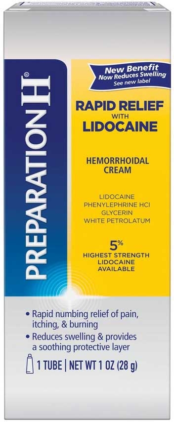Preparation H Rapid Relief Hemorrhoidal Cream with Lidocaine, 1 Ounce -- 36 per case.