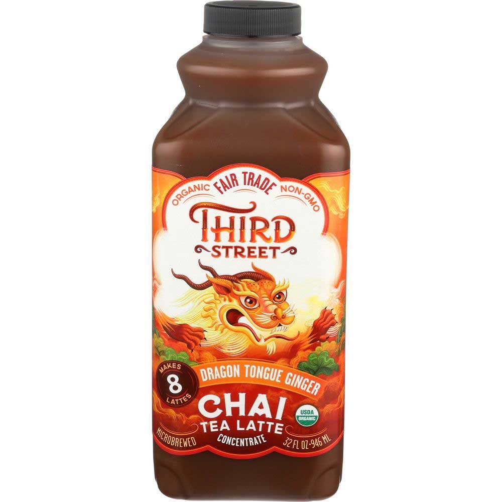 Third Street Organic Chai Dragon Tongue Ginger Tea Latte Concentrate, 32 Fluid Ounce -- 6 per case