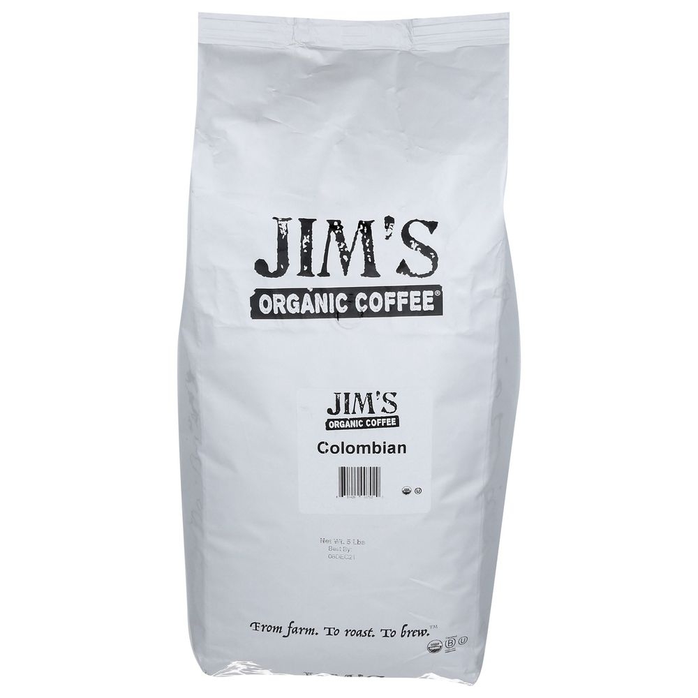 Jims Organic Colombian Santa Marta Montesierra Whole Bean Coffee, 5 Pound