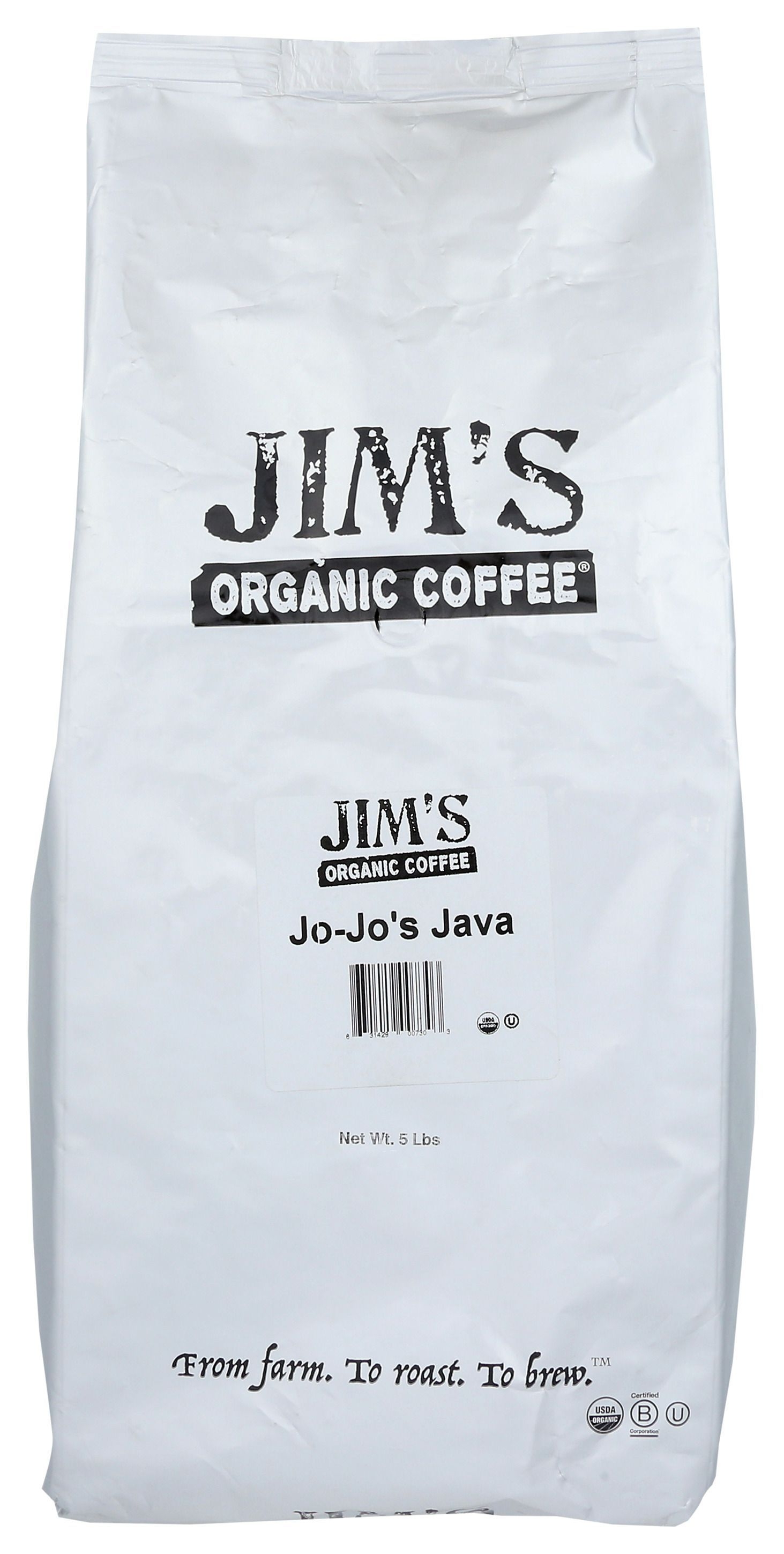 Jims Organic Coffee Jo Jos Java Coffee, 5 Pound