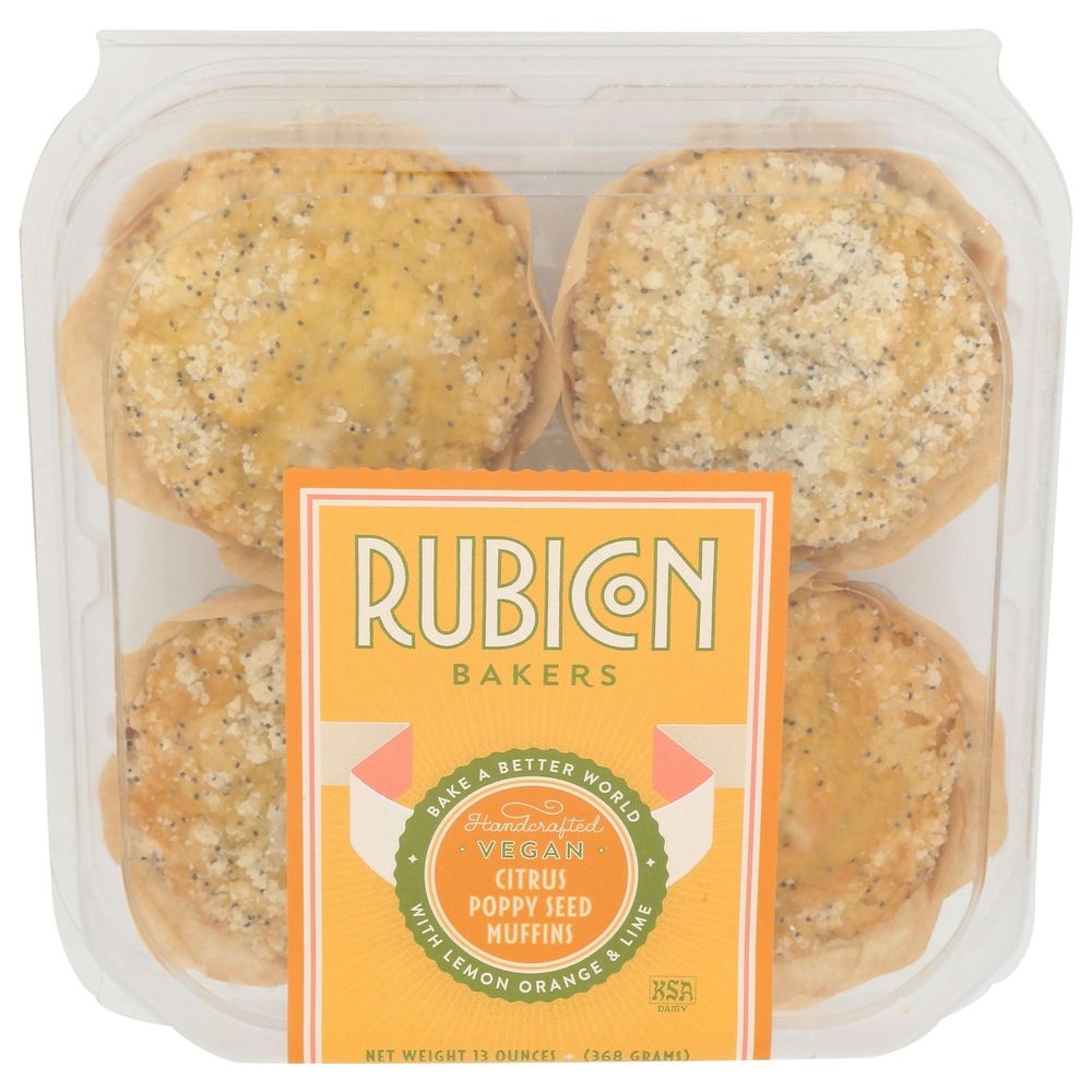 Rubicon Bakers Vegan Citrus Poppy Seed Muffins, 13 Ounce -- 12 per case