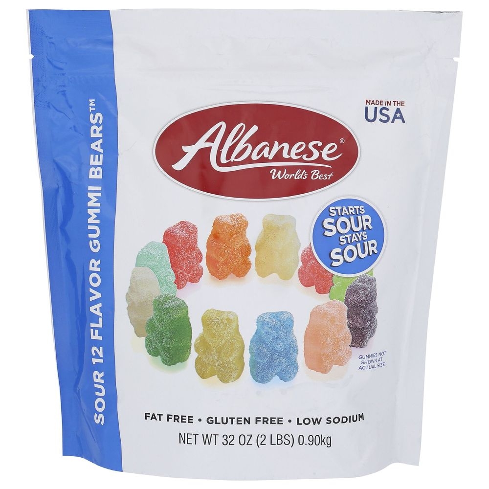 Albanese Sour 12 Flavor Gummi Bears, 32 Ounce -- 4 per case