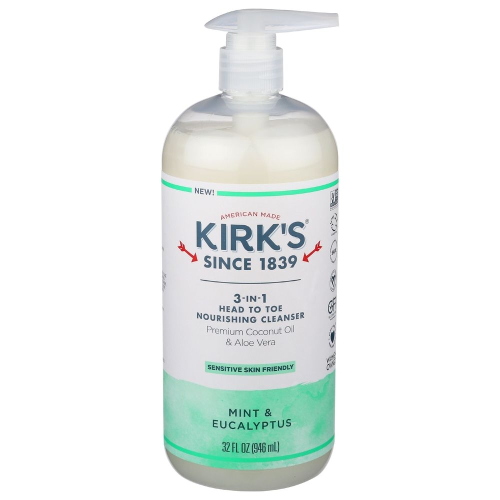 Kirks Mint and Eucalyptus 3-in-1 Head To Toe Nourishing Cleanser, 32 Fluid Ounce