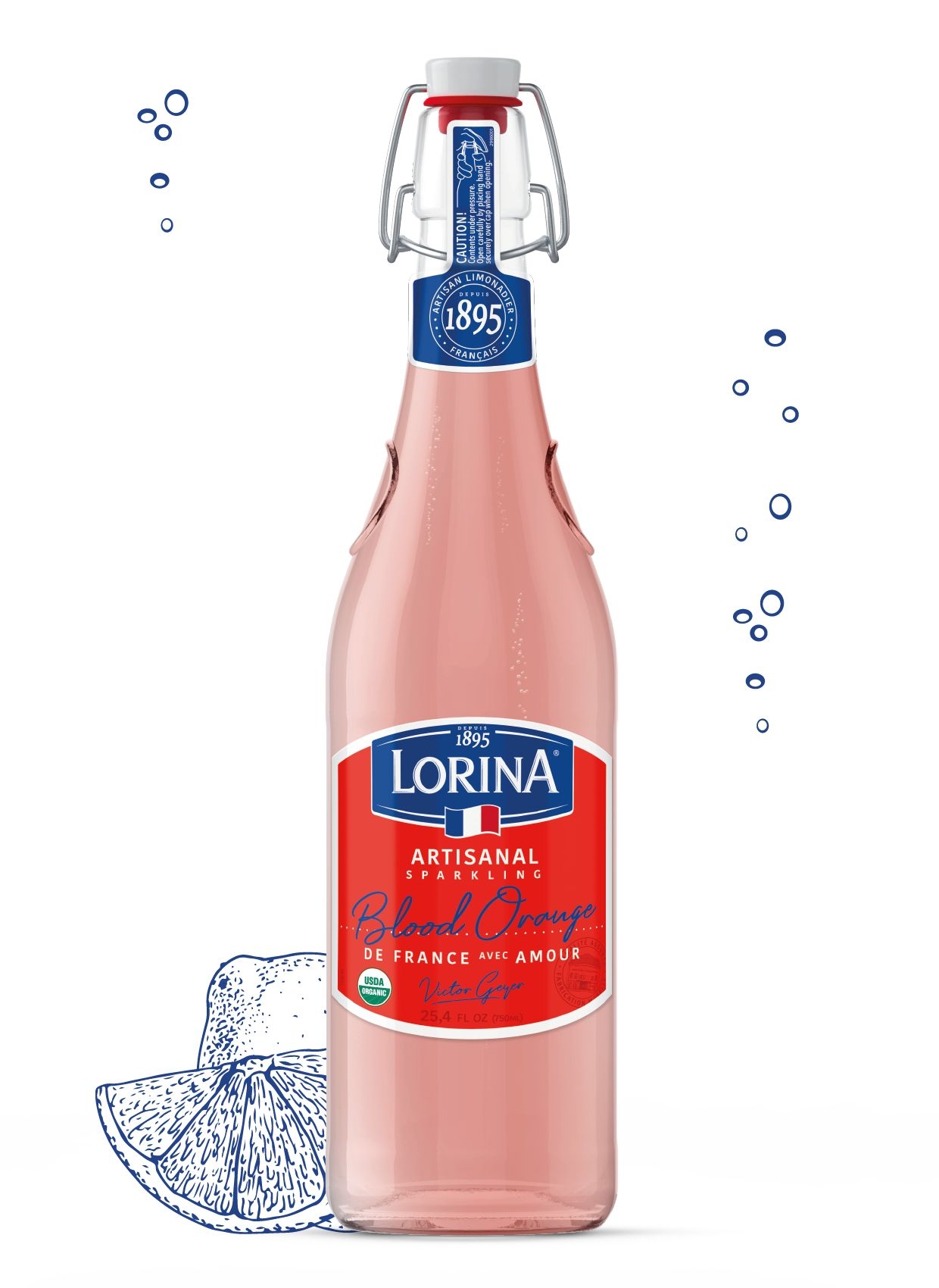 Lorina Artisanal Sparkling Blood Orange Lemonade, 25.4 Fluid Ounce -- 12 per case