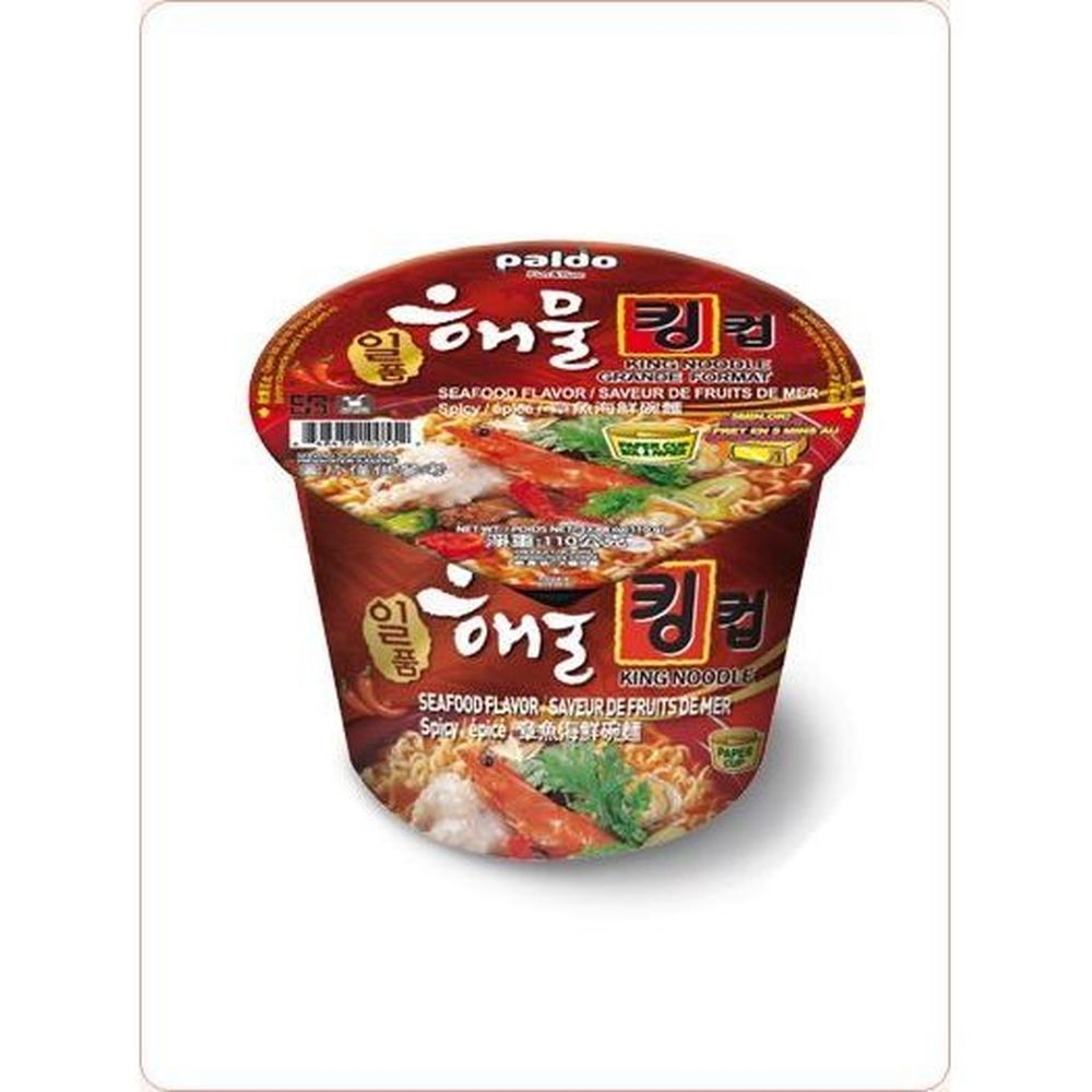 Paldo Spicy Seafood Flavor King Noodle Soup, 3.88 Ounce Cup -- 6 per case
