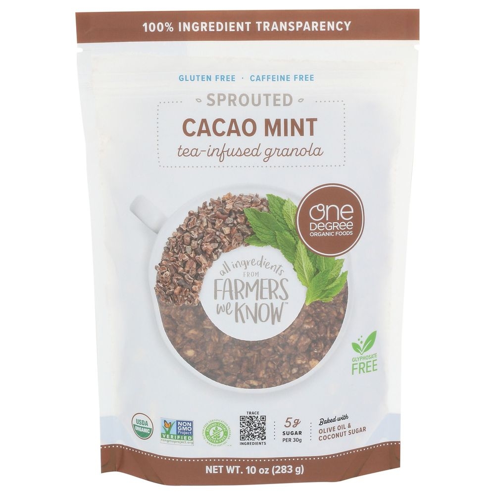 One Degree Organic Foods Organic Cacao Mint Tea Infused Granola, 10 Ounce -- 6 per case