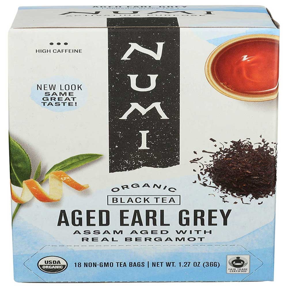 Numi Organic Aged Earl Grey Black Tea, 18 tea bags -- 6 per case