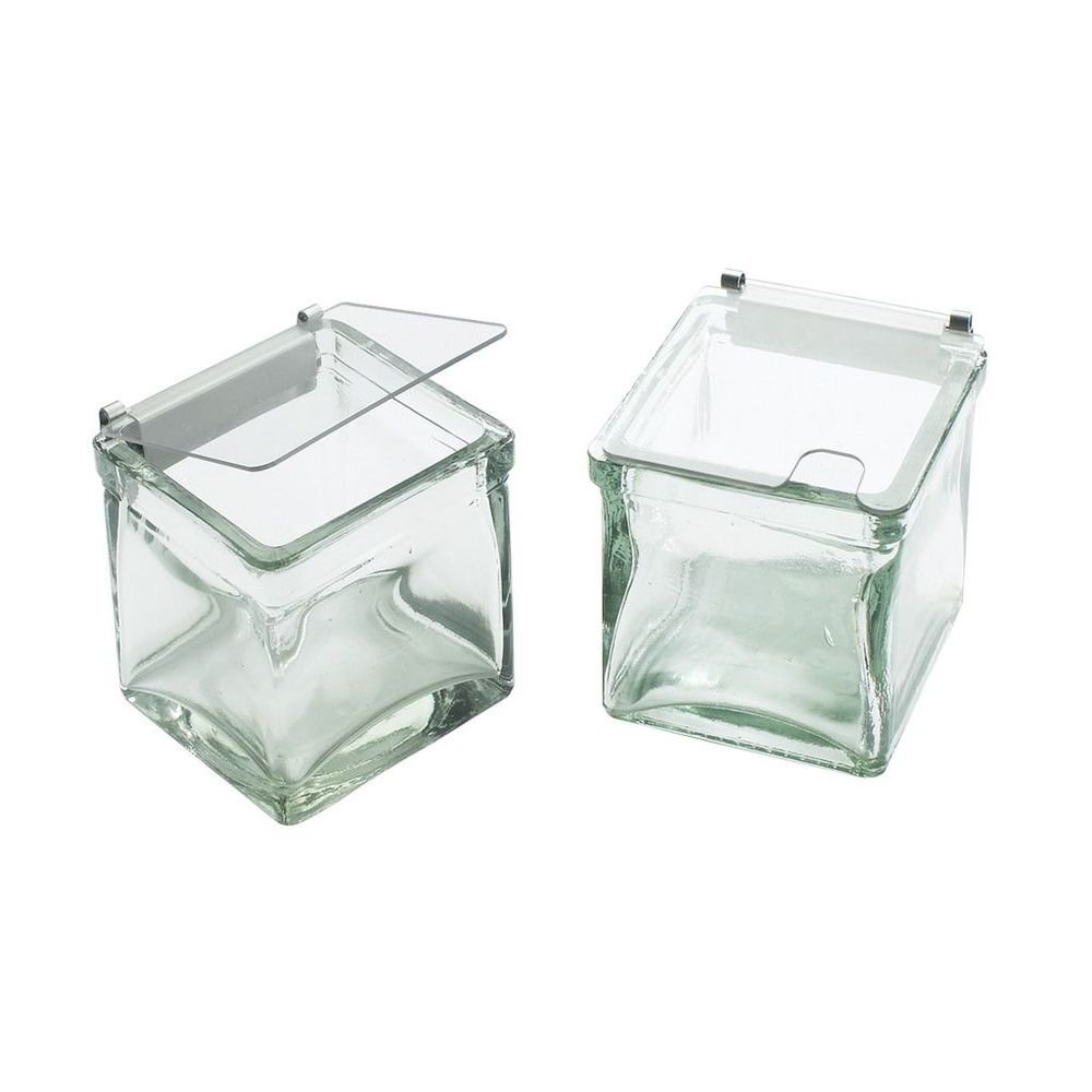 Cal-Mil Solid Plastic Lid with Stainless Steel Hinge for Glass Jar, 4 x 4 x .5 inch -- 3 per case