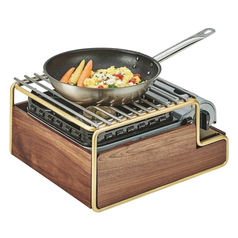 Cal-Mil Brass Mid Century Butane Stove Frame, 14.25 x 12.75 x 7.25 inch