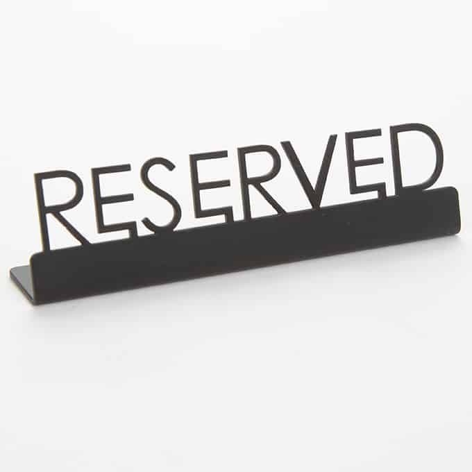 American Metalcraft Laser Cut Black Reserved Sign, 5 x 3/4 x 1 1/4 inch