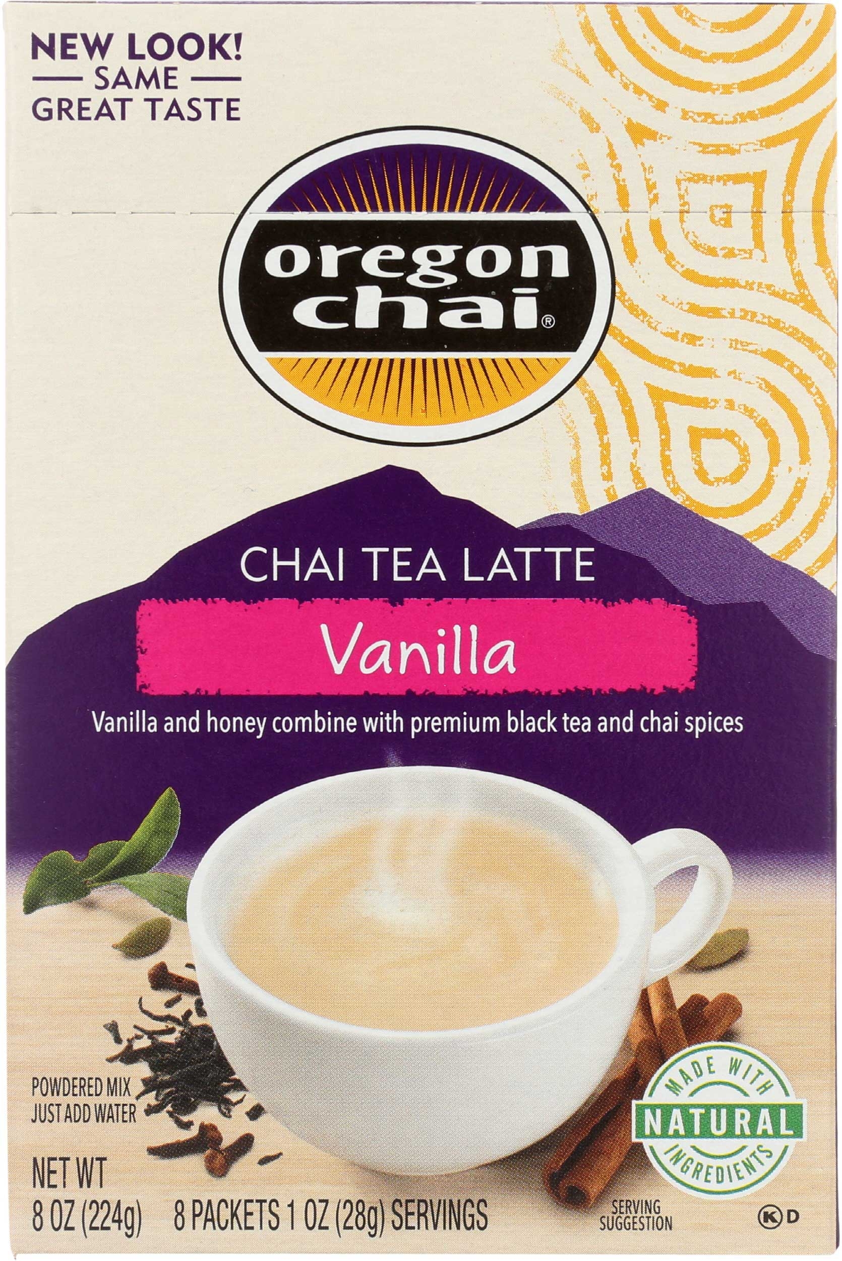 Oregon Chai Vanilla Chai Tea Latte Mix, 8 count per pack -- 6 per case