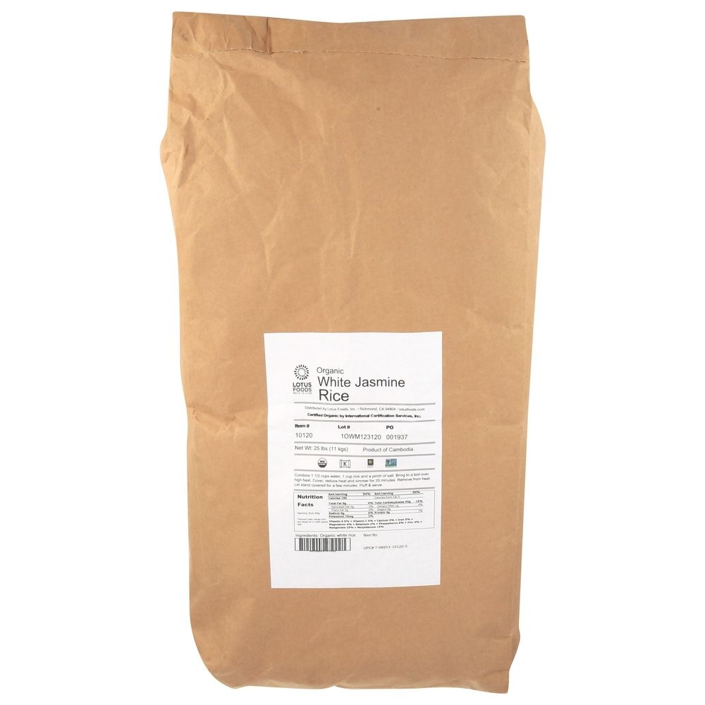 Lotus Foods Organic White Jasmine Rice, 25 Pound