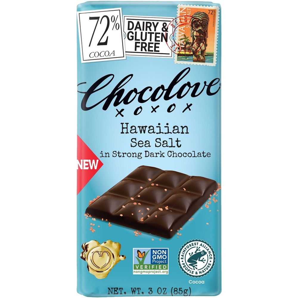 Chocolove 72 Percent Cocoa Hawaiian Sea Salt in Strong Dark Chocolate Bar, 3 Ounce -- 12 per case