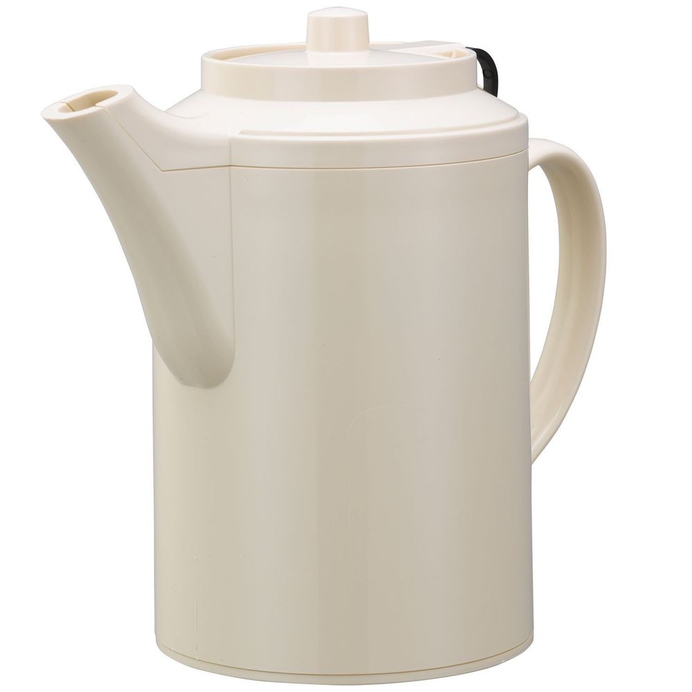Service Ideas Plastic Almond Double Wall Teapot with Tether, 16 Ounce Capacity