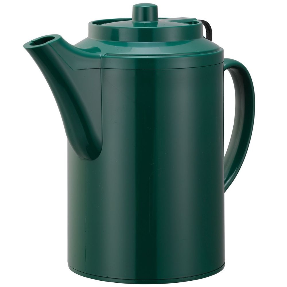 Service Ideas Plastic Forest Green Double Wall Teapot with Tether, 16 Ounce Capacity