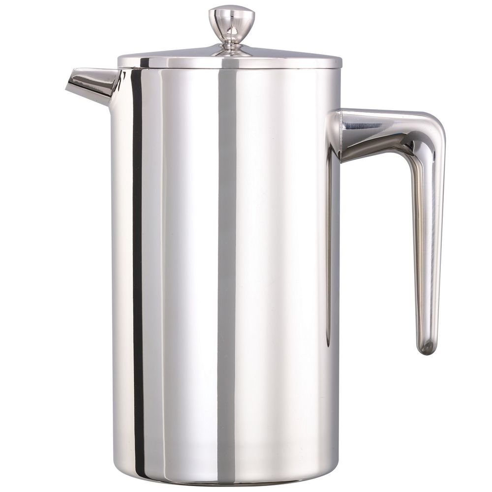 Service Ideas Stainless Steel Polished Finish Double Wall French Coffee Press, 1 Liter Capacity