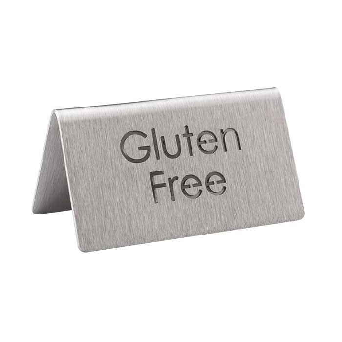 Service Ideas 18/8 Stainless Steel Brushed Finish Gluten Free Laser Cut ID Table Tent, 1.75 inch Width x 1.5 inch Height