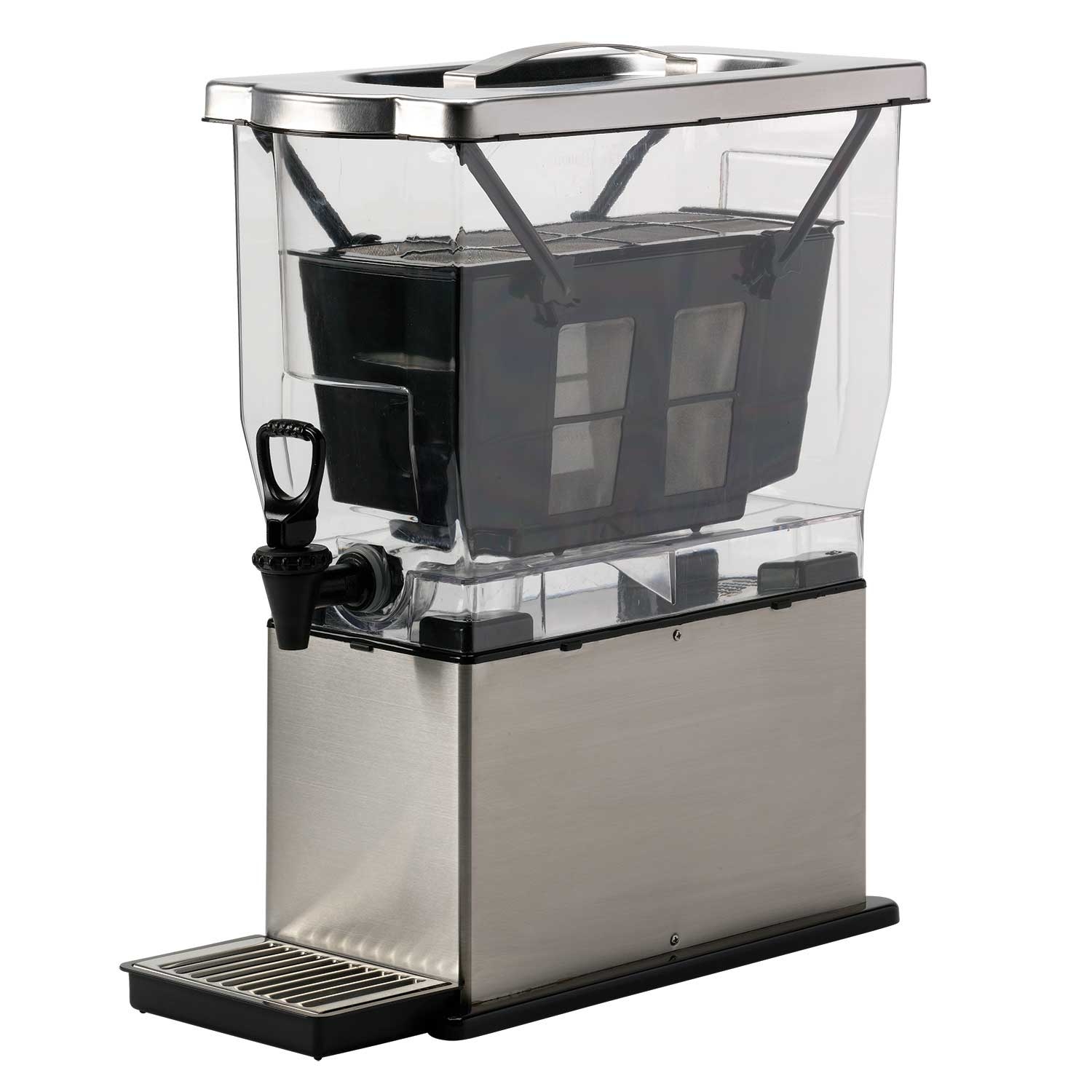 Service Ideas Cold Brew N Serv Brushed Stainless and Black Complete Cold Brew System, 3 Gallon Capacity