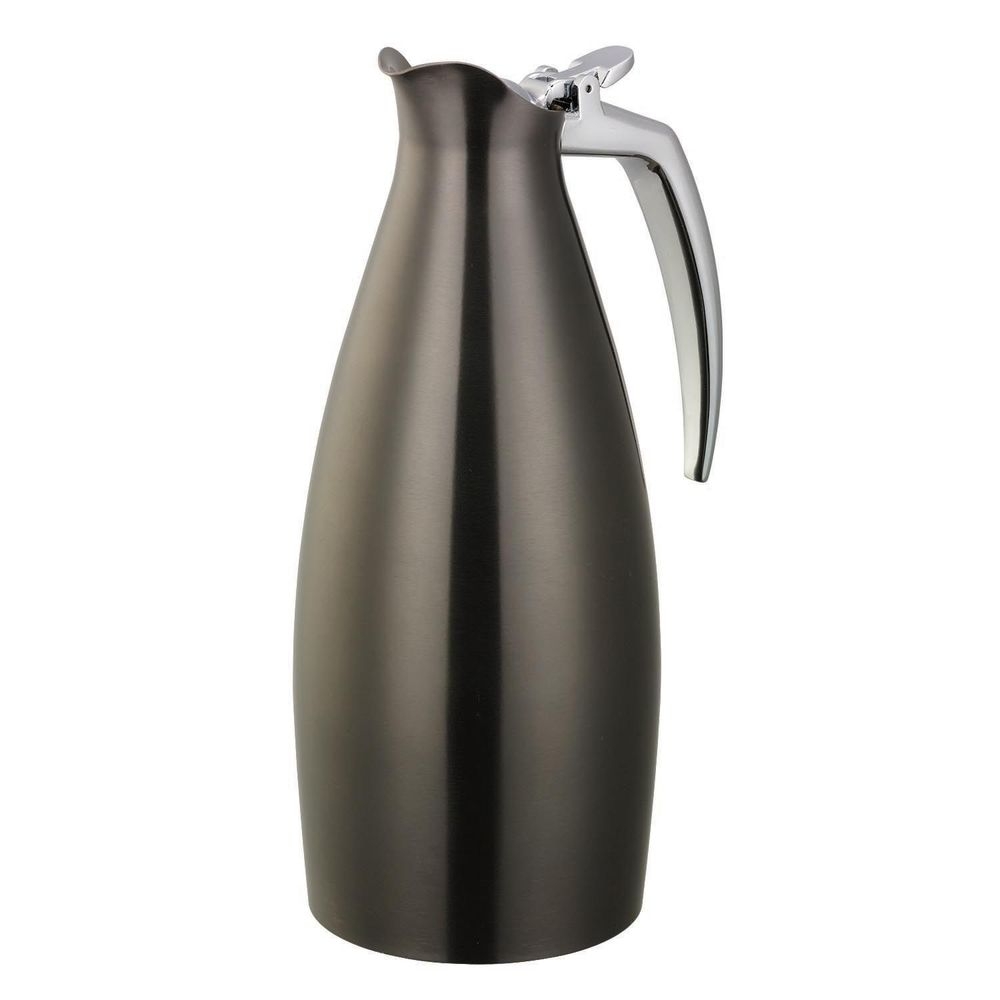Service Ideas Altus Series Stainless Steel Dark Tungsten Vacuum Insulated Carafe with Flip Top Lid, 1 Liter Capacity