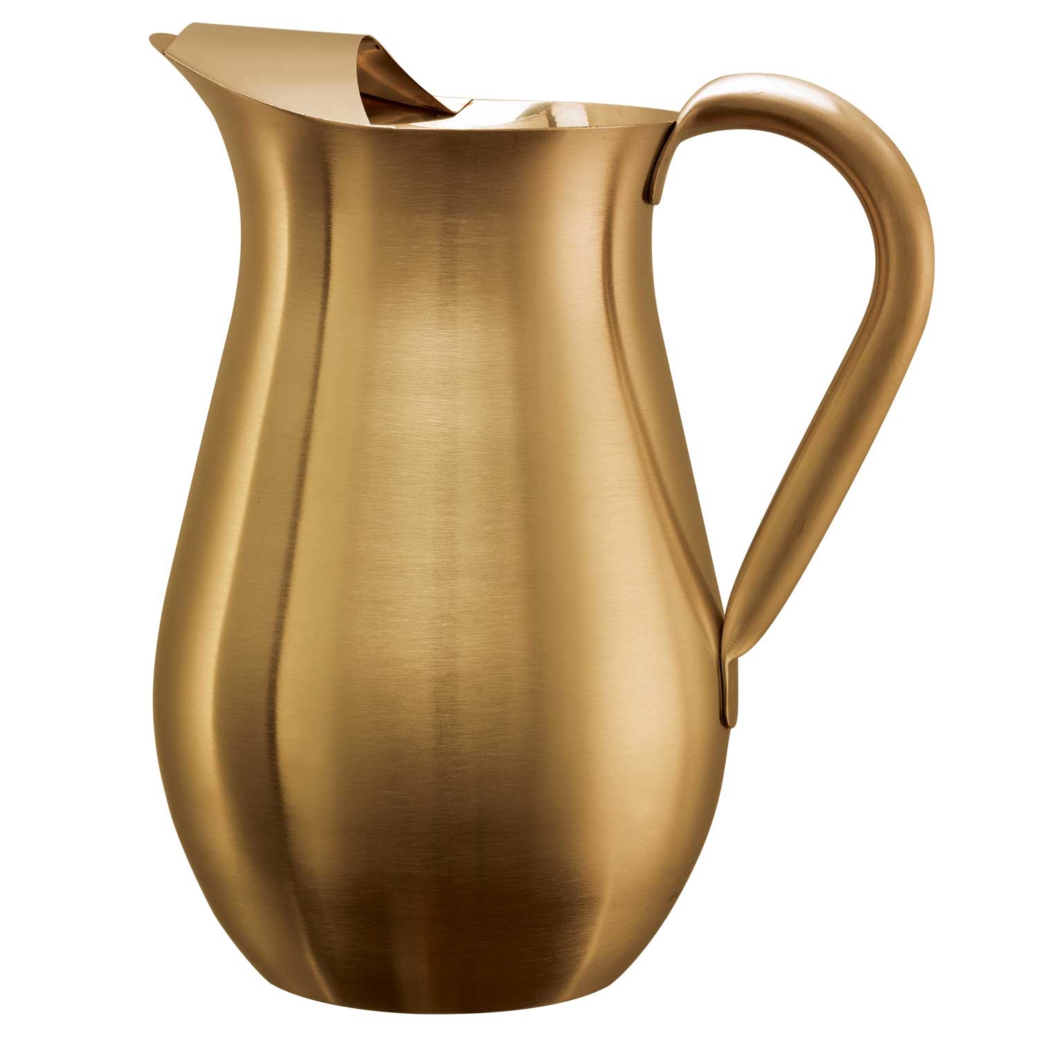 Service Ideas Vintage Gold Stainless Steel Bell Pitcher with Ice Guard, 2 Liter Capacity