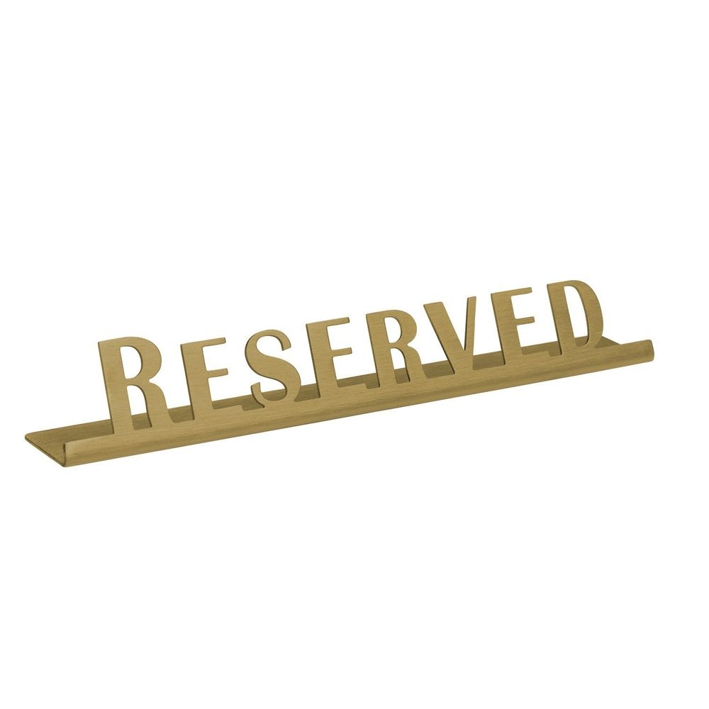 Service Ideas Stainless Steel Vintage Gold Finish Reserved Laser Cut ID Tabletop Sign, 1 inch Width x 1 inch Height