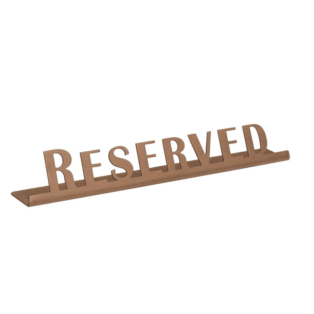 Service Ideas Stainless Steel Rose Gold Finish Reserved Laser Cut ID Tabletop Sign, 1 inch Width x 1 inch Height