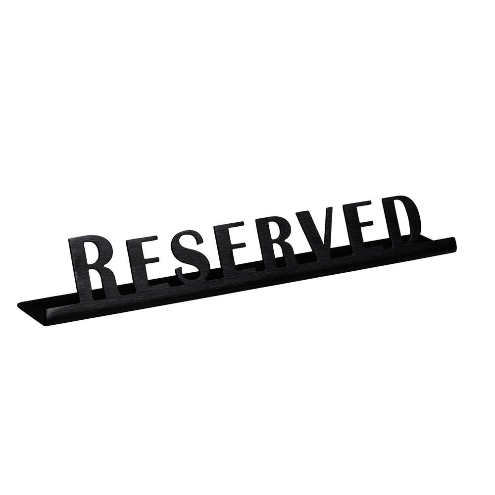Service Ideas Stainless Steel Black Onyx Finish Reserved Laser Cut ID Tabletop Sign, 1 inch Width x 1 inch Height