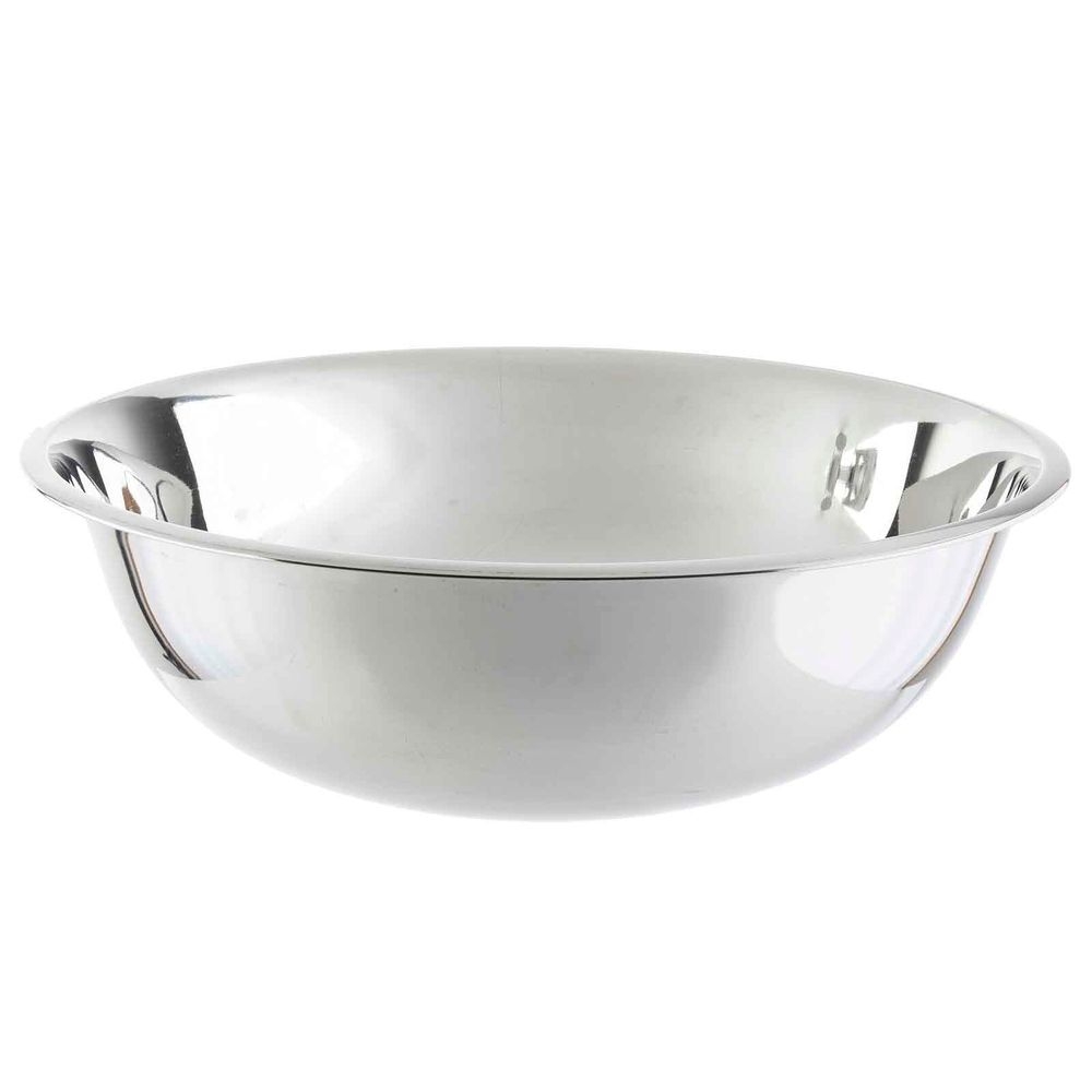 Tablecraft 200 Series Stainless Steel Standard 0.4 mm Mirror Finish Mixing Bowl, 20 Quart Capacity