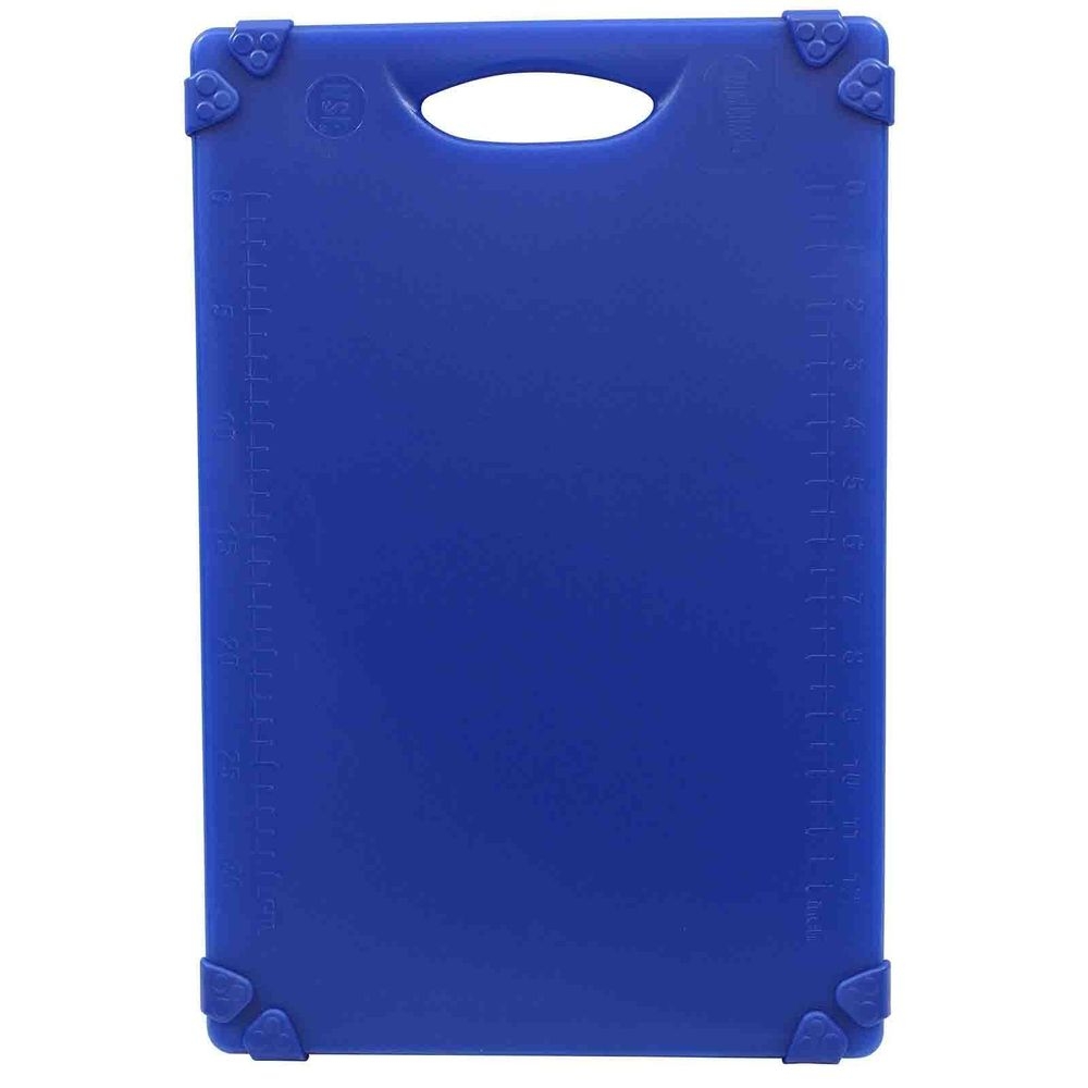 Tablecraft Polypropylene Blue Grippy Cutting Board with TPE Grips, 12 x 18 x 0.5 inch