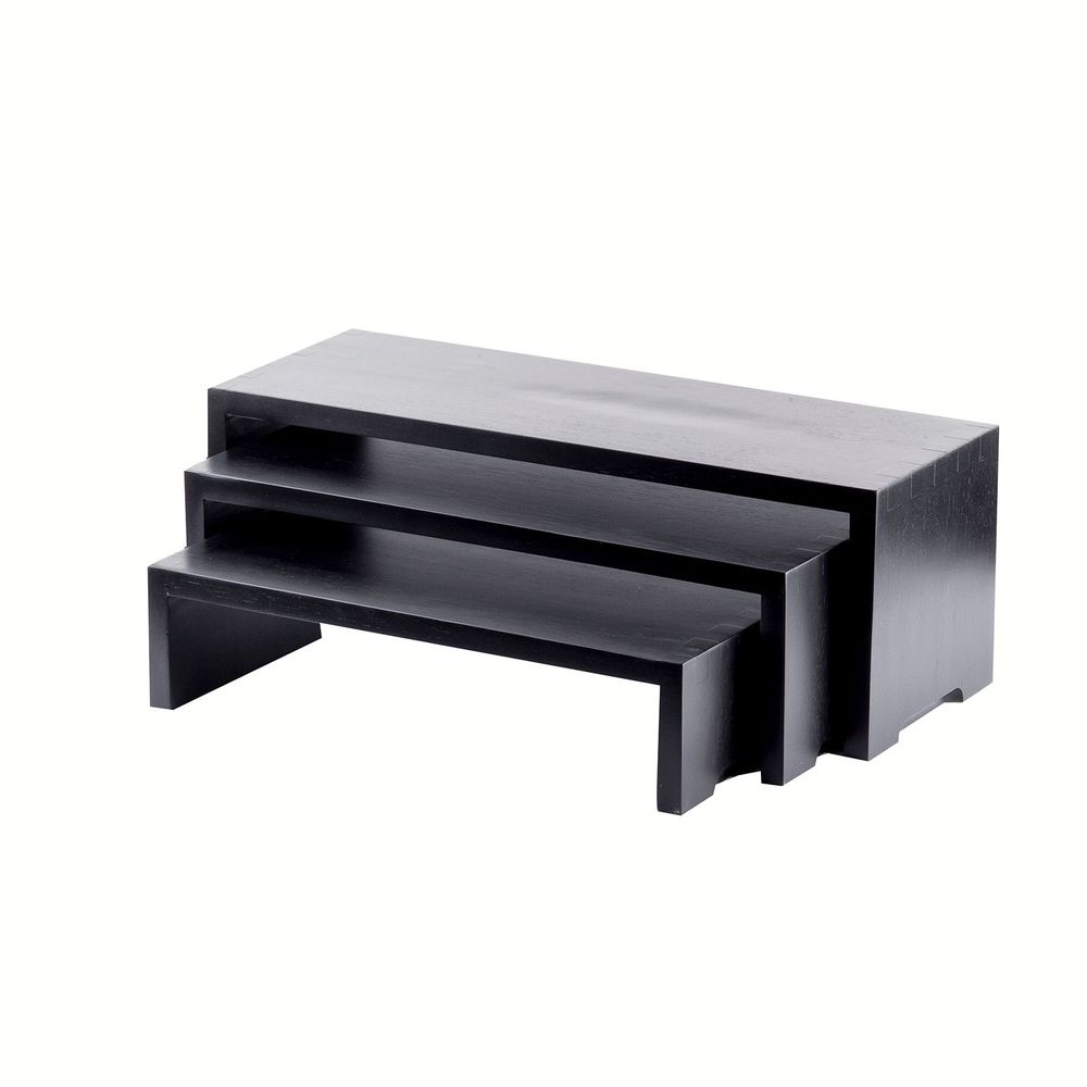 Tablecraft Wood Black Cascade Riser Set, set of 3