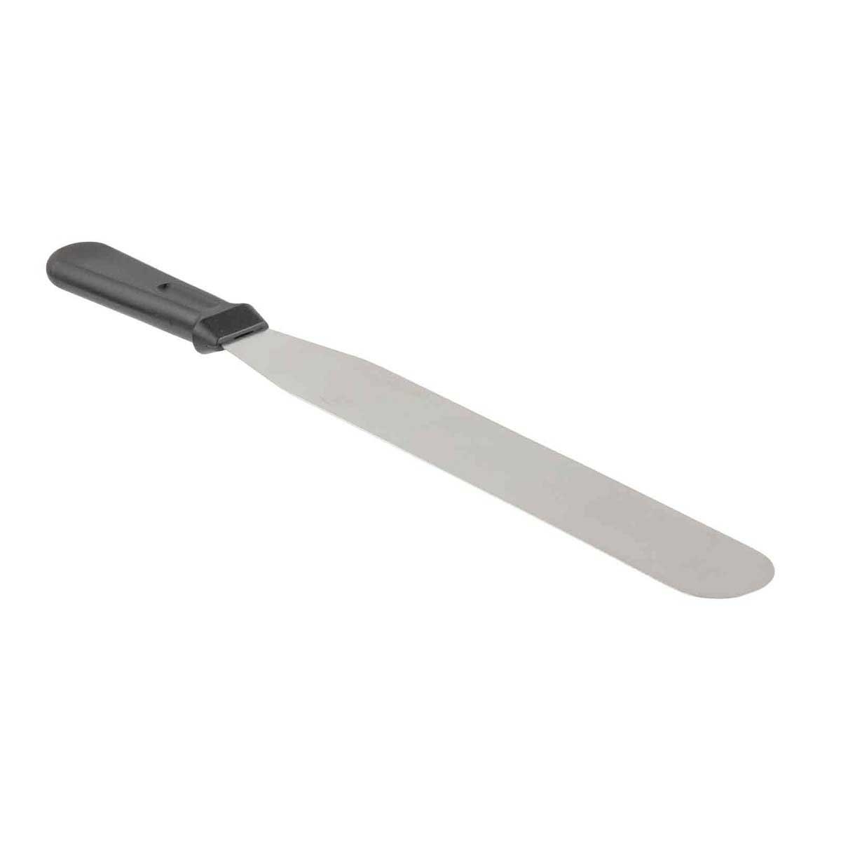 Tablecraft Stainless Steel Icing Spatula with Black Polypropylene Handle, 12 inch