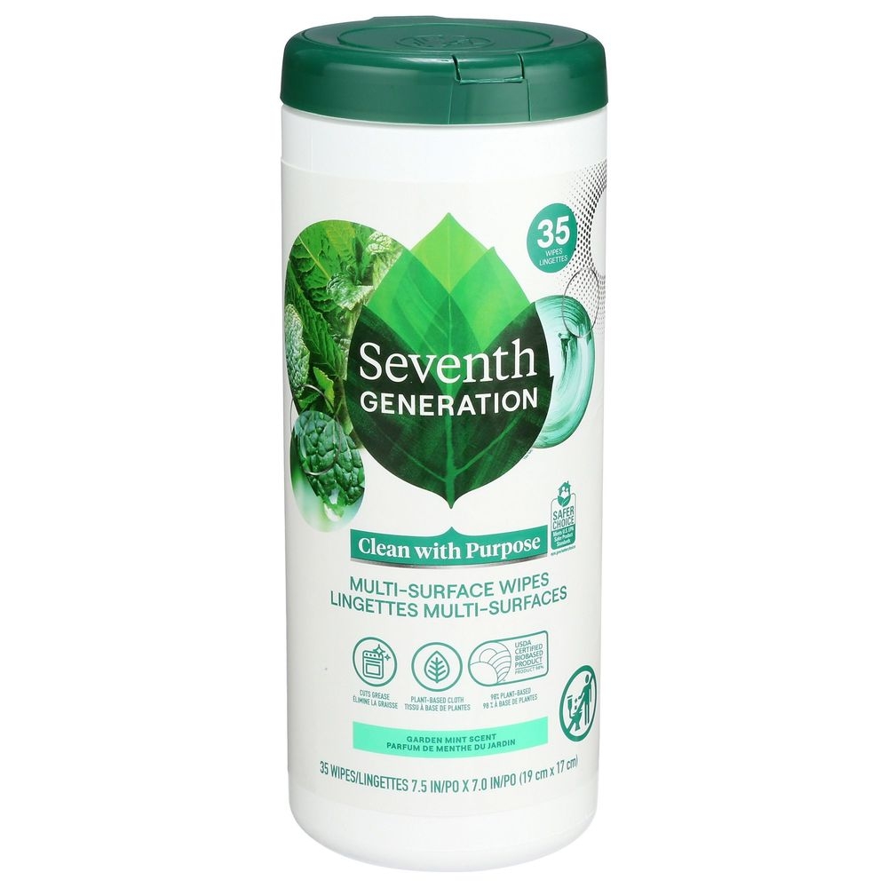Seventh Generation Garden Mint Multi Surface Cleaning Wipes, 35 count -- 12 per case