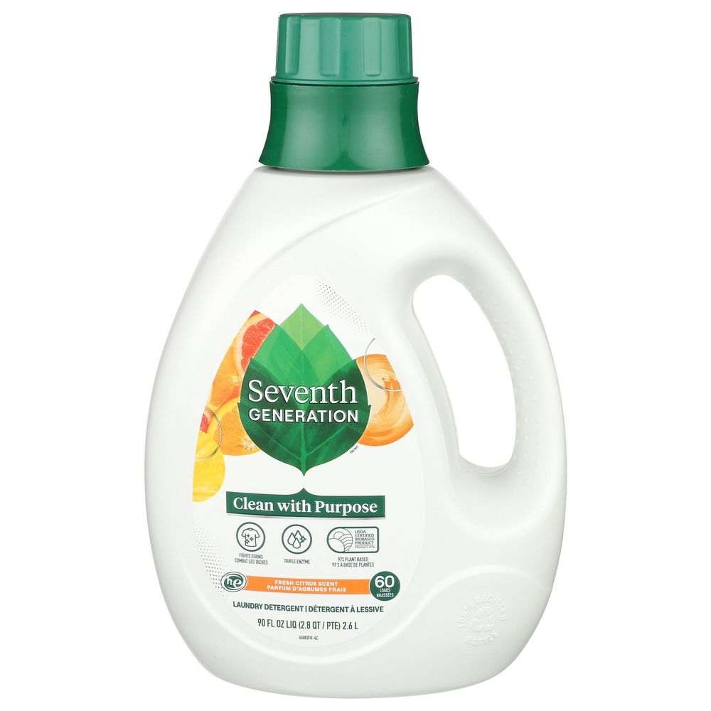 Seventh Generation Fresh Citrus Scent Laundry Detergent, 90 Fluid Ounce -- 4 per case