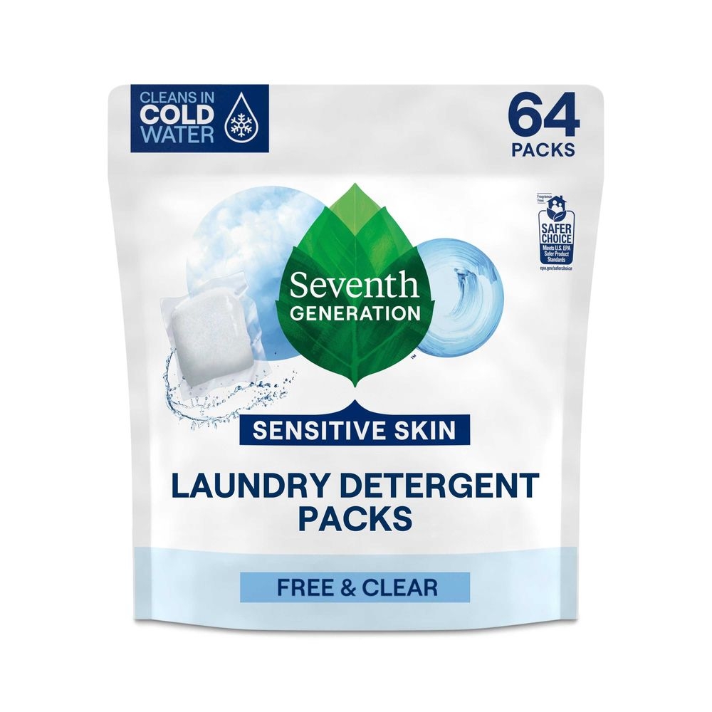 Seventh Generation Free and Clear Laundry Detergent Powder Pack, 64 count -- 6 per case
