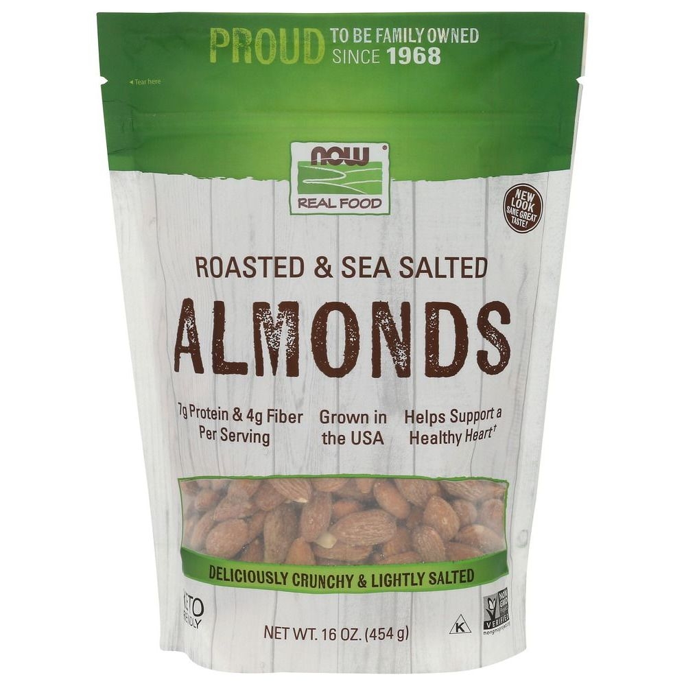 Now Roasted and Sea Salted Almonds, 16 Ounce -- 12 per case