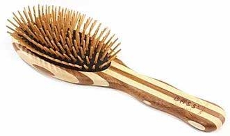 Bass Brushes The Green Brush Large Oval Hairbrush with Bamboo Pins Plus Bamboo Handle