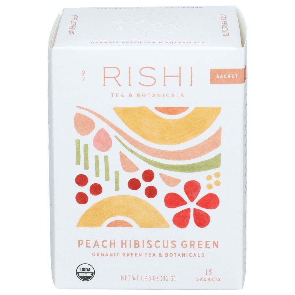 Rishi Peach Hibiscus Green Tea, 15 count -- 6 per case