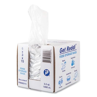 Inteplast Group Get Reddi Food & Poly Bag, 6 x 3 x 15, 3.5qt, .68mil, Clear, 1000/Carton