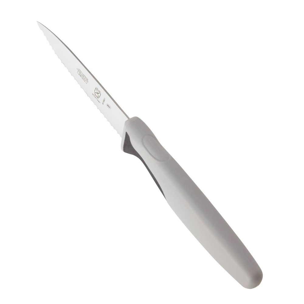 Mercer Culinary Millennia Black Slim Serrated Paring Knife, 3 inch