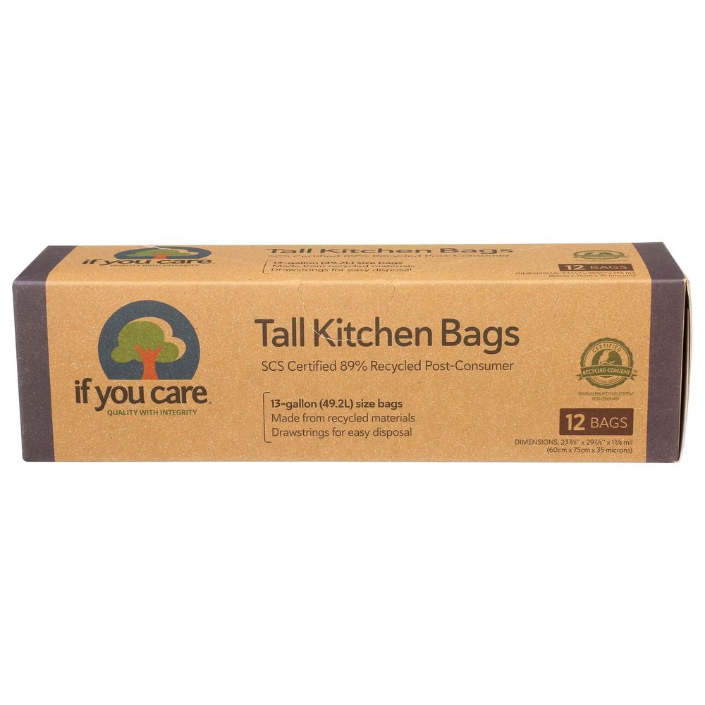 If You Care 13 Gallon Recycled Tall Kitchen Trash Bags, 12 count