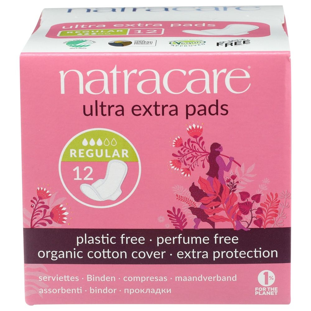 Natracare Regular Ultra Extra Pads with Wings, 12 count -- 3 per case