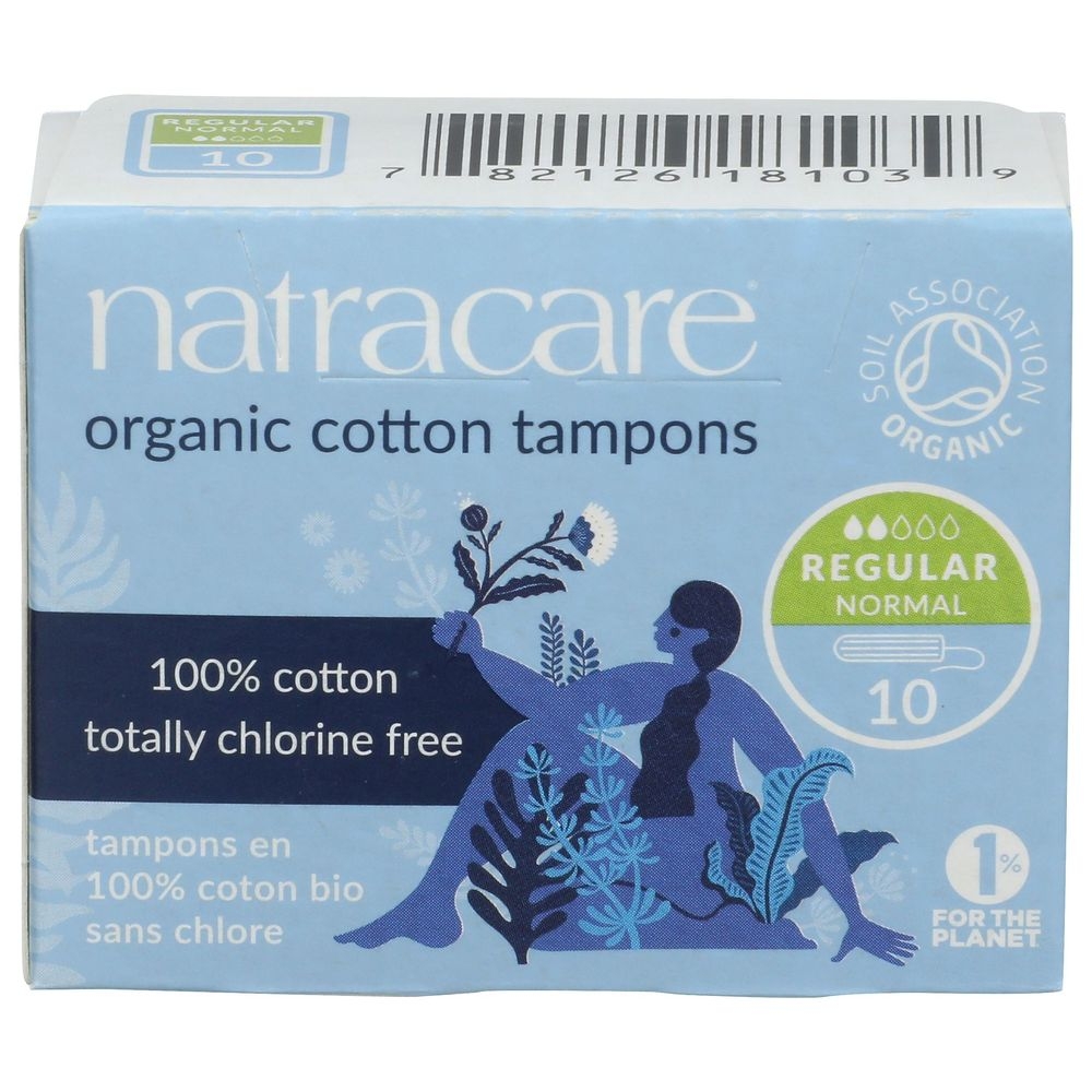 Natracare Organic Regular Non-Applicator Cotton Tampons, 10 count