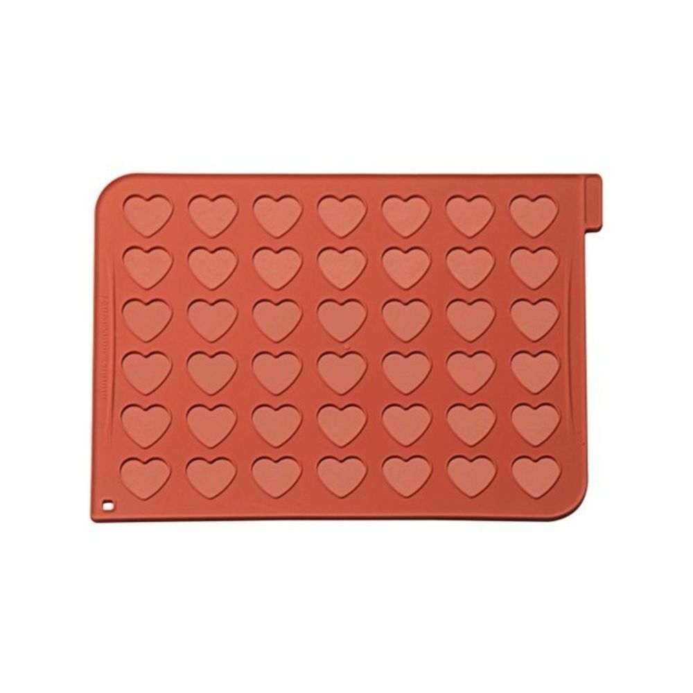 Silikomart Heart 42 Cavities Silicone Macaron Mat, 12 x 16 x .06 inch