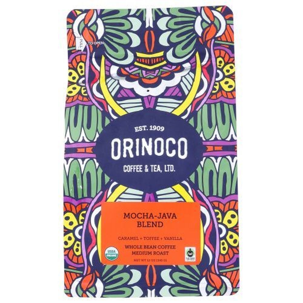 Orinoco Mocha-Java Blend Medium Roast Whole Bean Coffee, 12 Ounce -- 6 per case