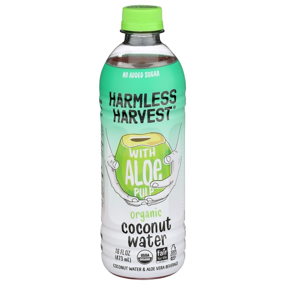 Harmless Harvest Organic Coconut Water with Aloe Pulp, 16 Fluid Ounce -- 6 per case